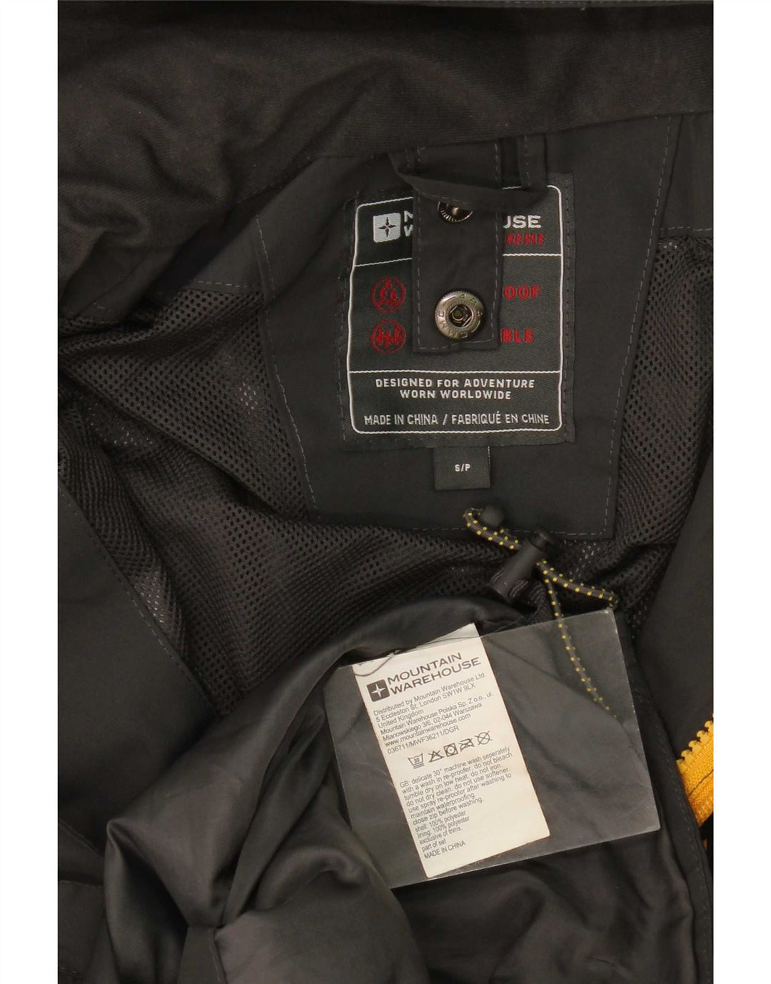 Мужская дождевик с капюшоном Mountain Warehouse UK 36, маленький черный полиэстер