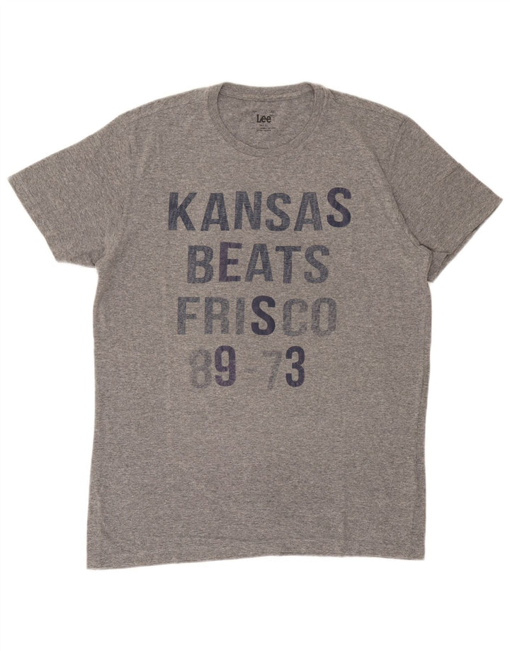 Мужская футболка Lee Slim Fit с рисунком, топ XL, серый хлопок