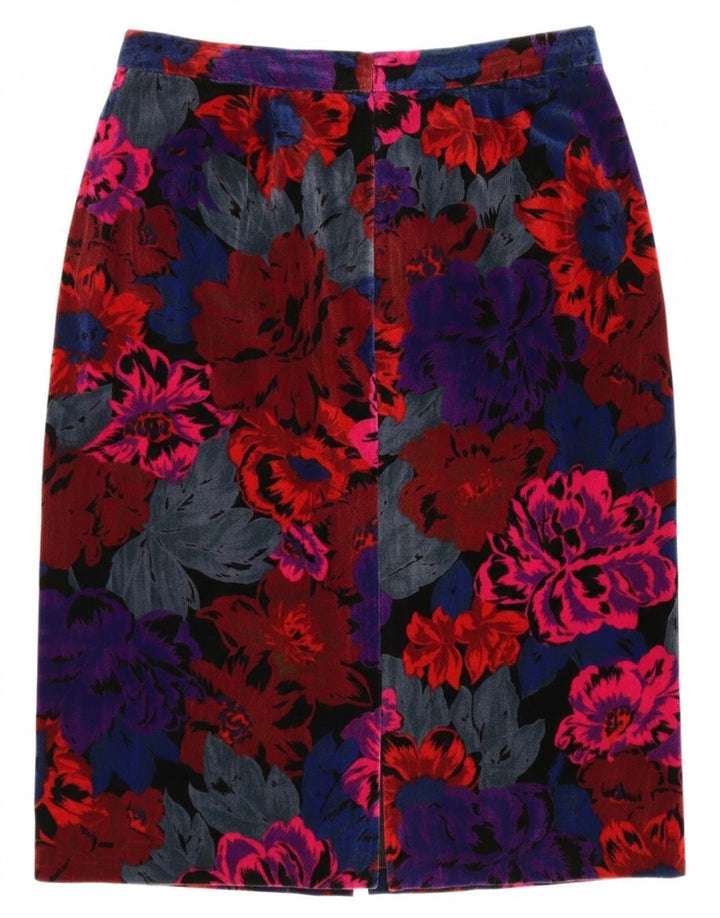 Винтажная женская юбка-карандаш W28, средняя, разноцветная с цветочным принтом