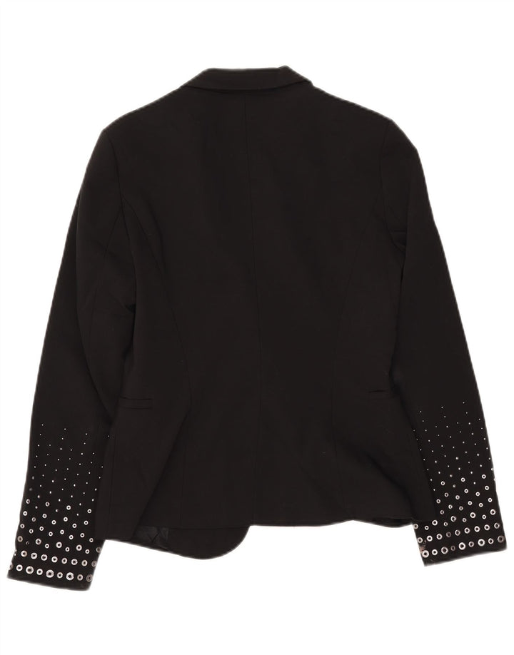 Женский пиджак ZARA на 1 пуговице UK 12, средний черный полиэстер