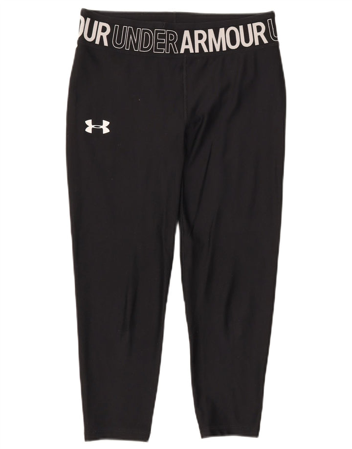 UNDER ARMOUR Womens Graphic Capri Leggings UK 8 Small  Black