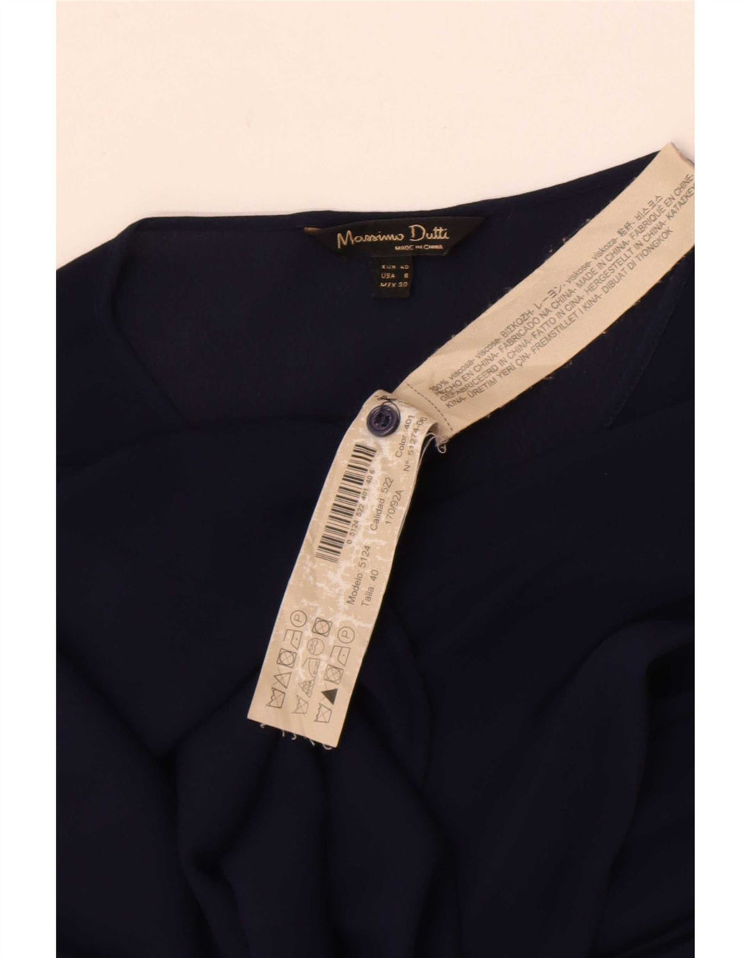 Massimo Dutti Женская Блузка-Рубашка EU 40 Средний Темно-Синий Вискоза