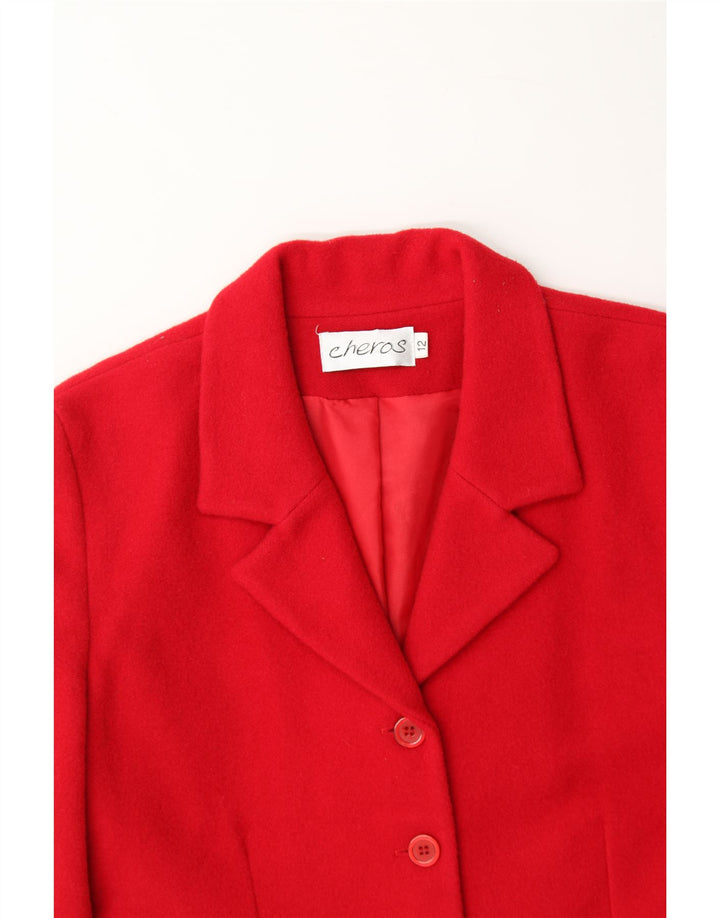 VINTAGE Womens 4 Button Blazer Jacket UK 12 Medium Red Wool Vintage Vintage and Second-Hand Vintage from Messina Hembry 