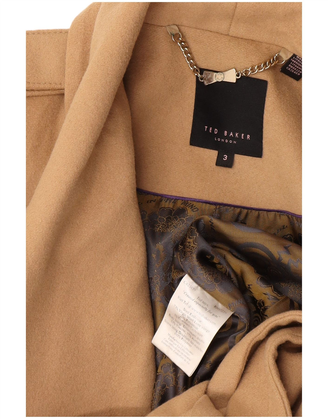 Женское пальто Ted Baker, размер 3, средний, бежевый, шерстяной
