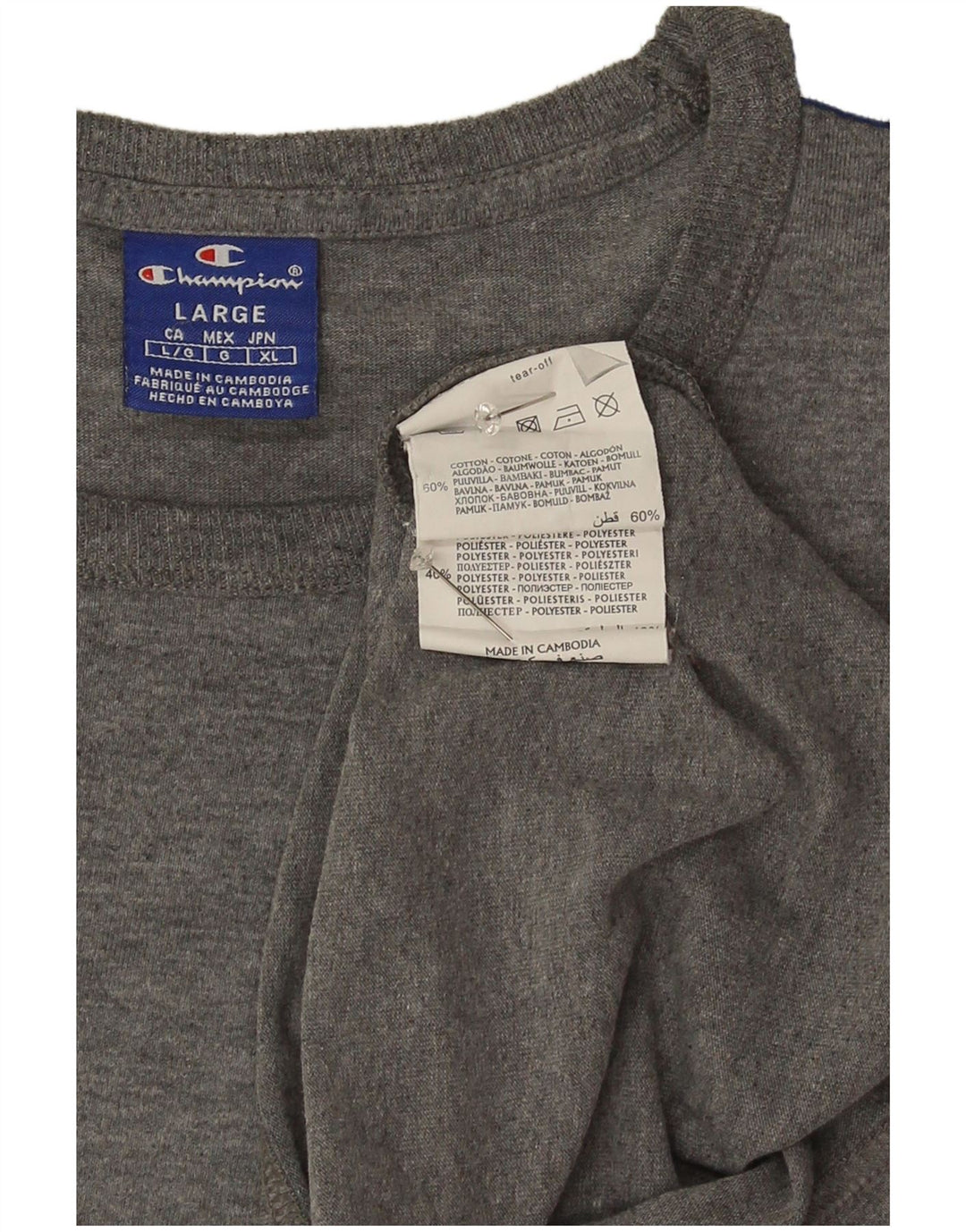 Мужская футболка с рисунком Champion, большой серый хлопок с цветными блоками