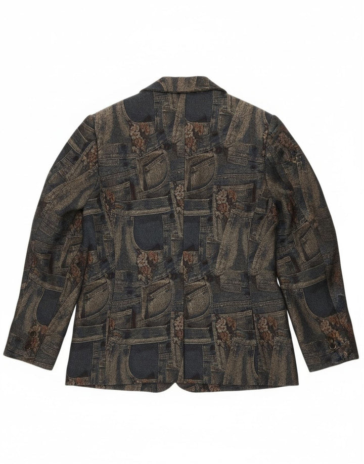 Женский пиджак Carnet на 3 пуговицах, Великобритания 14, средний темно-синий с цветочным принтом