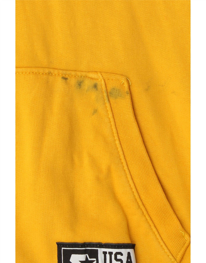 STARTER Mens Graphic Hoodie Jumper Small Yellow Cotton Vintage Starter and Second-Hand Starter from Messina Hembry 