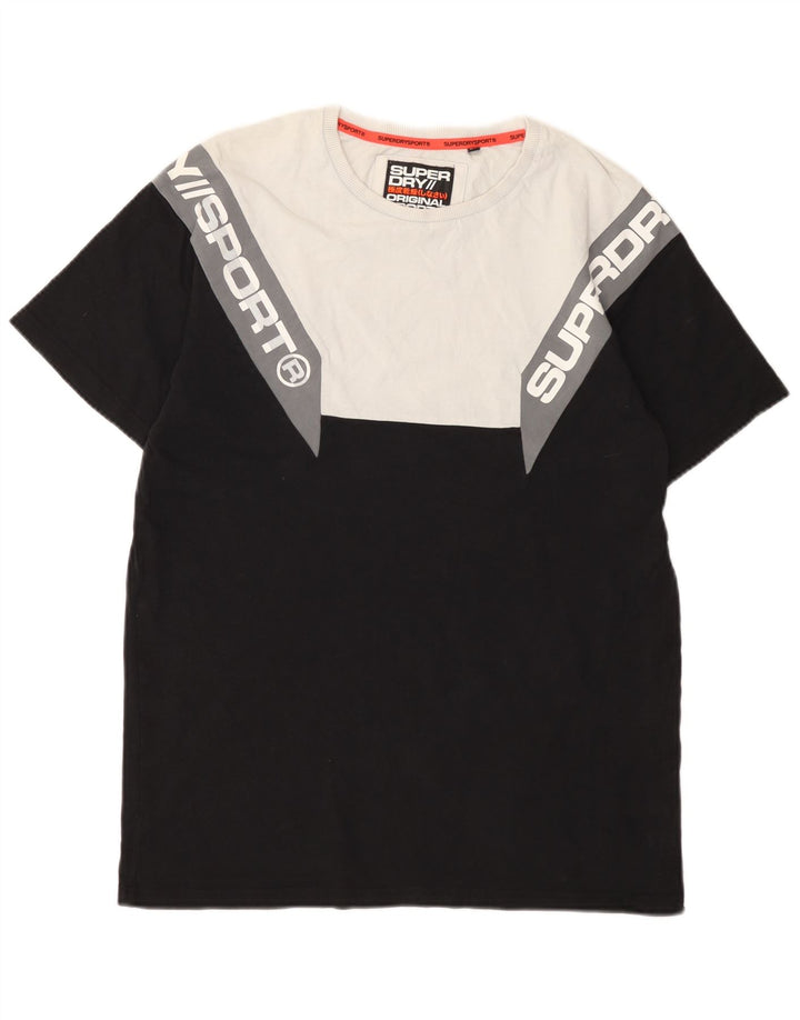 Мужская футболка Superdry с графическим рисунком, средний черный, хлопок с цветными блоками