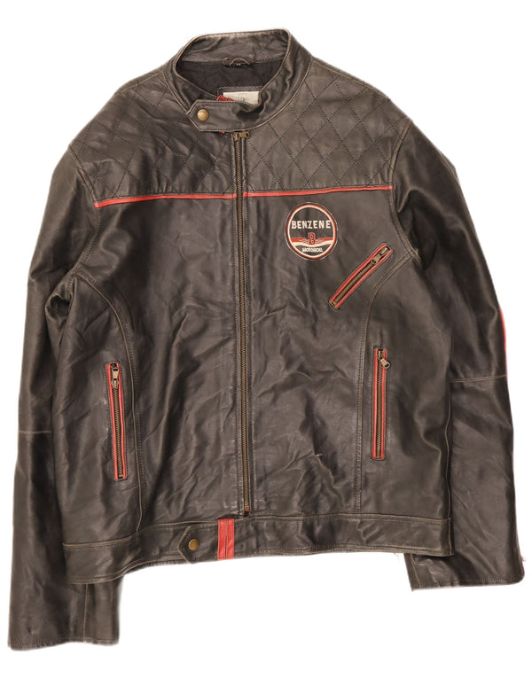 Мужская кожаная куртка Les Boulevards Moto Racer UK 40, большая черная