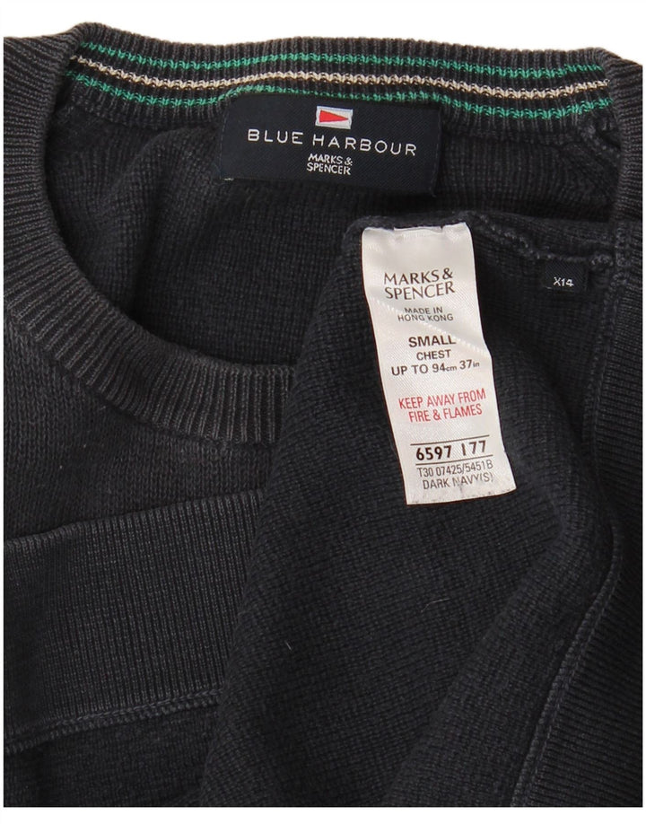 Мужской синий свитшот MARKS & SPENCER, маленький темно-синий хлопковый джемпер Harbour