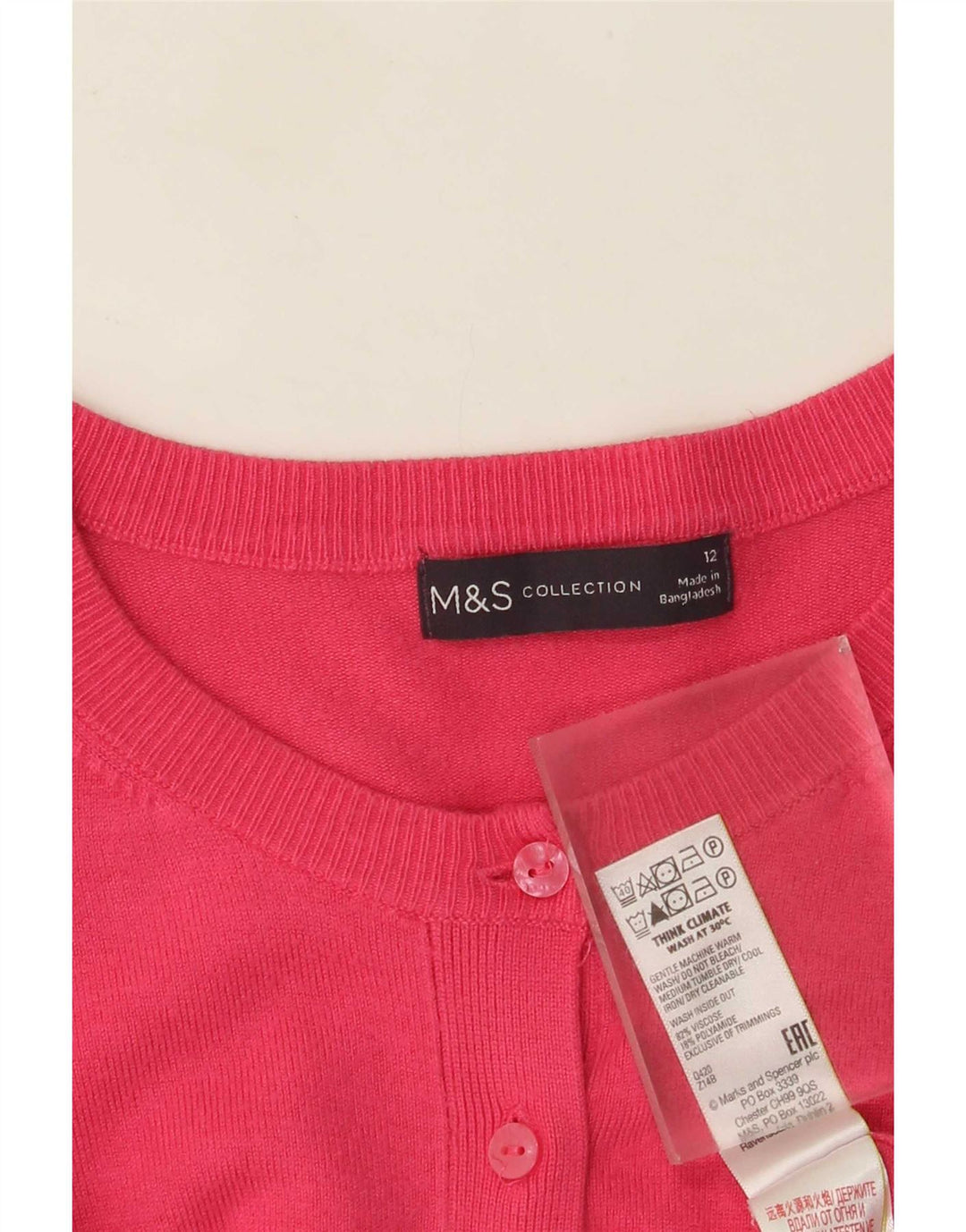 Женский кардиган Marks & Spencer UK 12, вискоза среднего розового цвета