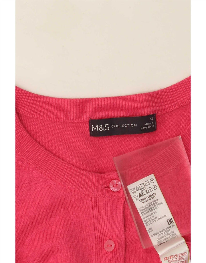 Женский кардиган Marks & Spencer UK 12, вискоза среднего розового цвета