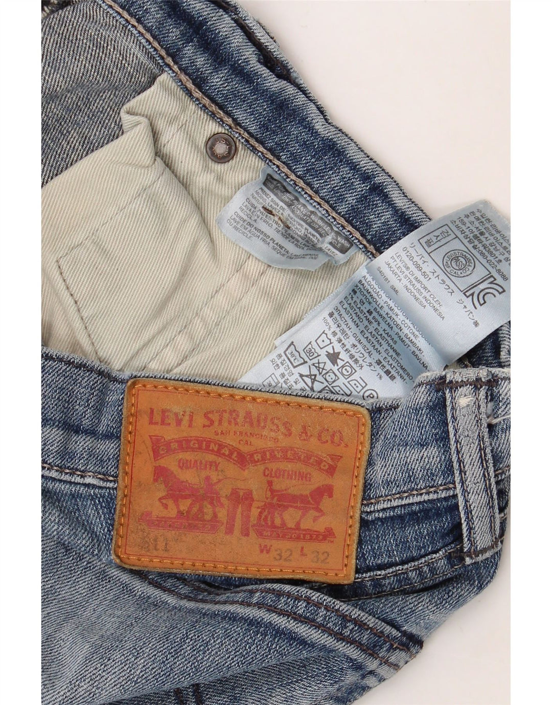Мужские джинсы LEVI'S 511 Slim W32 L32 Синие, хлопок