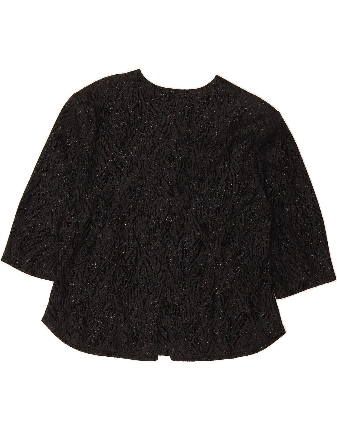 VINTAGE Womens Abstract Pattern 3/4 Sleeve Cardigan Top UK 16 Large Black Vintage Vintage and Second-Hand Vintage from Messina Hembry 