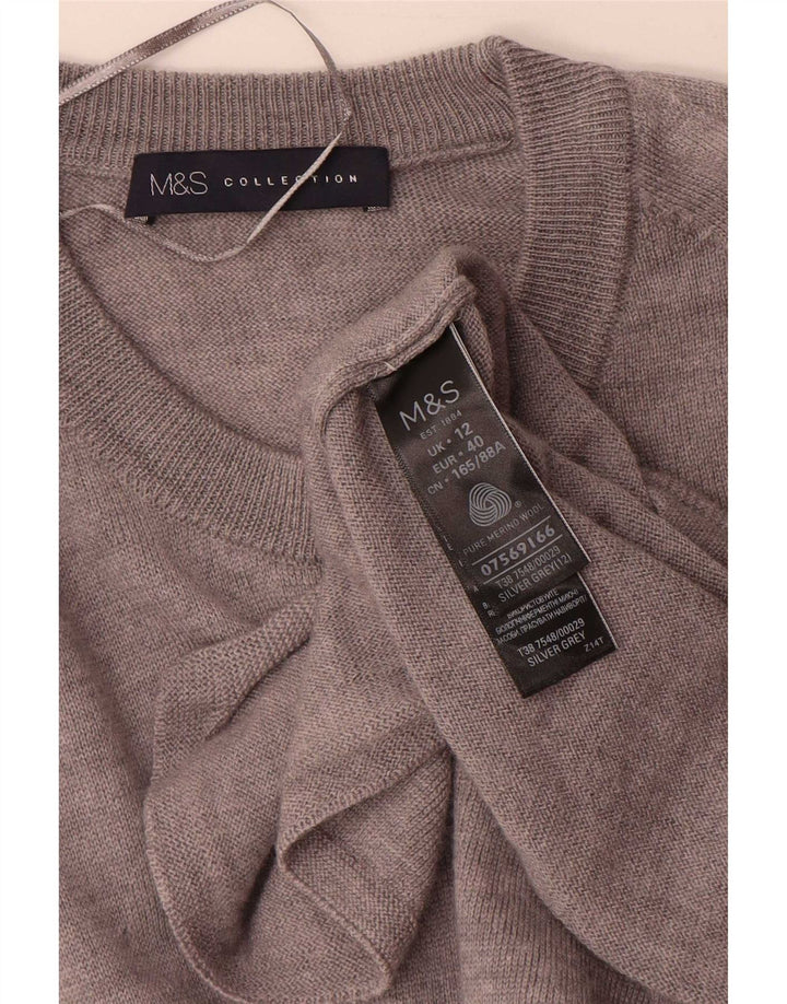 Женское платье-джемпер с длинными рукавами Marks & Spencer UK 12, средний серый