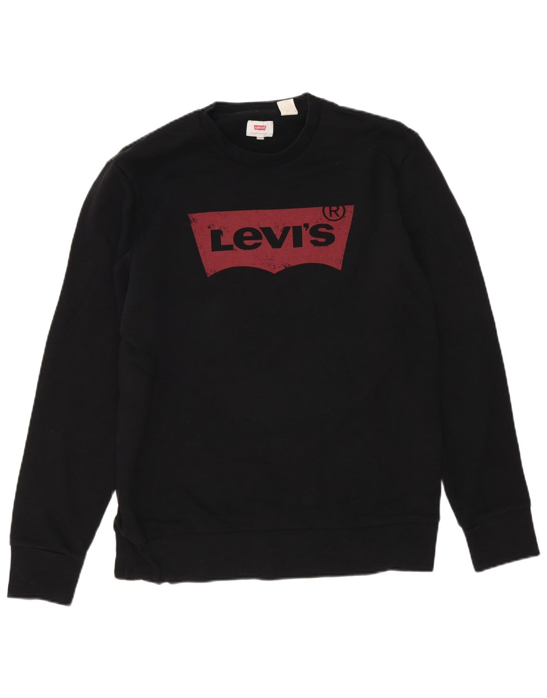 Мужской свитшот с рисунком Levi's, хлопковый джемпер среднего размера, черный