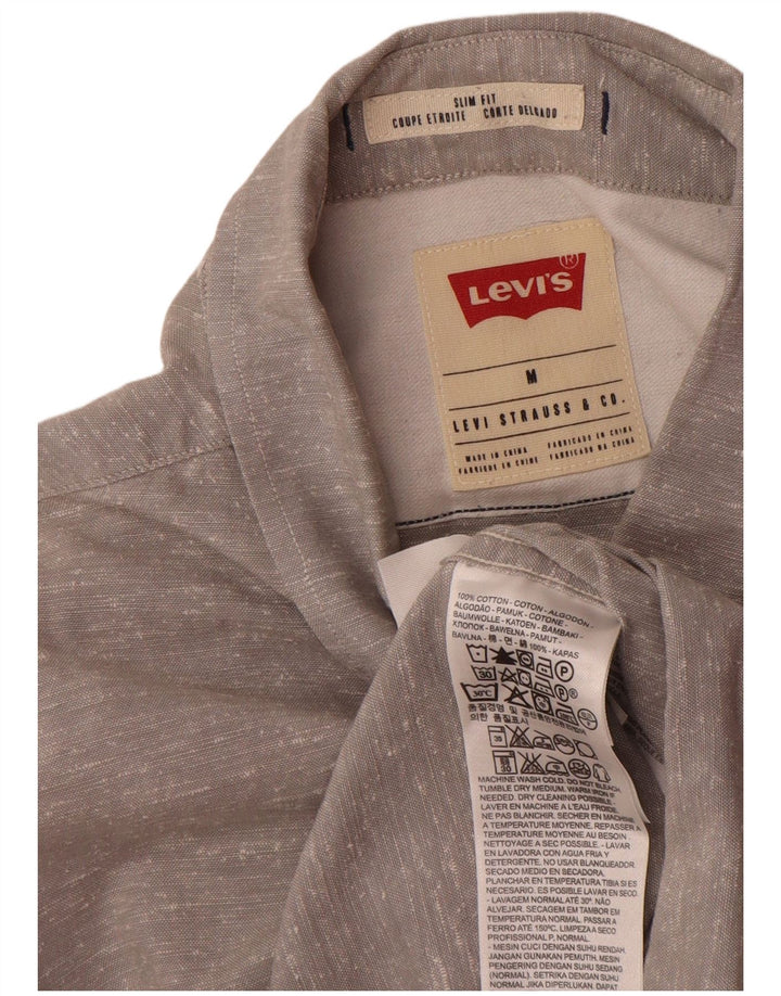 Мужская рубашка приталенного кроя Levi's, хлопковая ткань среднего серого цвета с крапинками