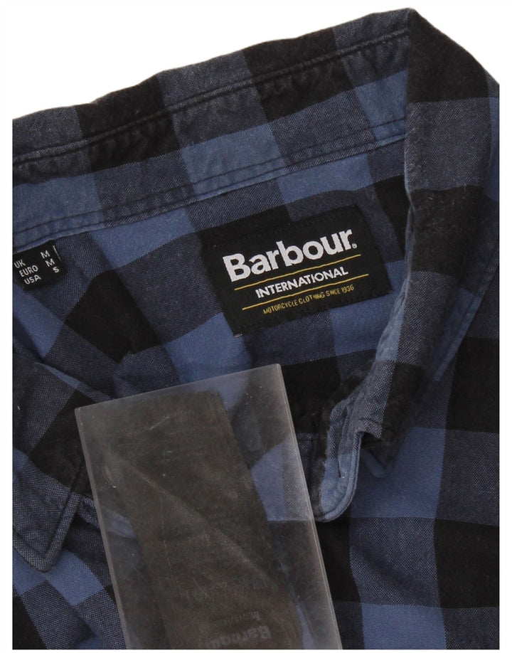 Мужская рубашка Barbour среднего синего цвета в мелкую клетку из хлопка