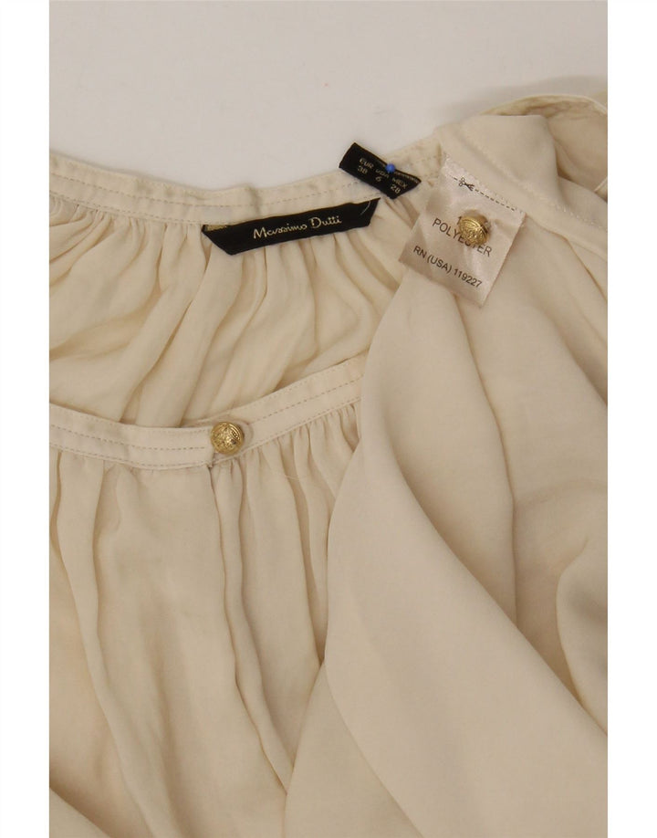 Massimo Dutti Женская блузка с длинным рукавом Топ EU 38 Средний Бежевый Полиэстер