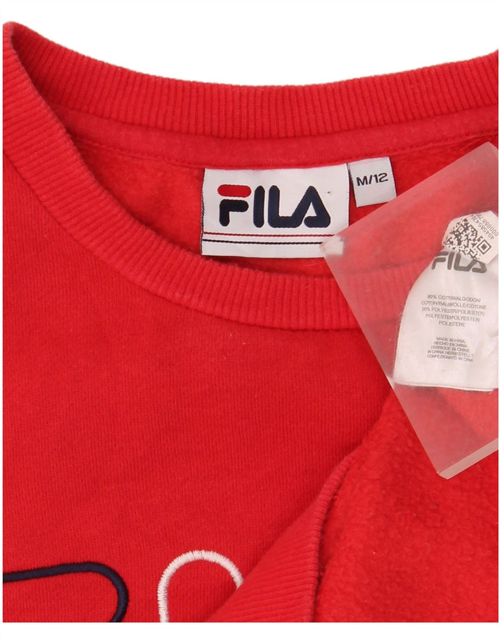 Мужской джемпер оверсайз с рисунком Fila UK 12, хлопковый средний красный