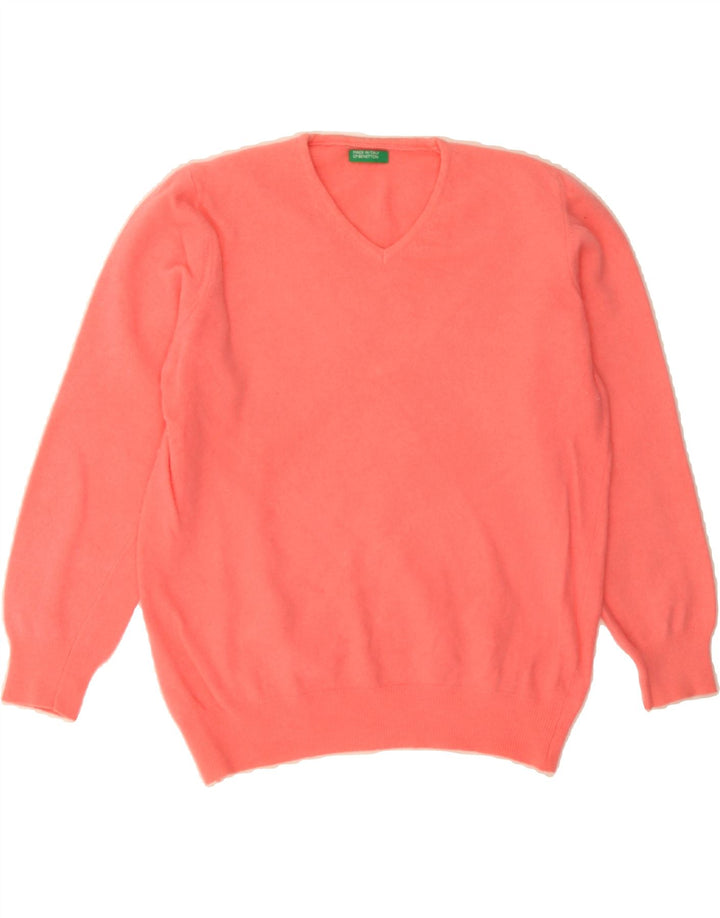 BENETTON Womens V-Neck Jumper Sweater UK 12 Medium Red Vintage Benetton and Second-Hand Benetton from Messina Hembry 