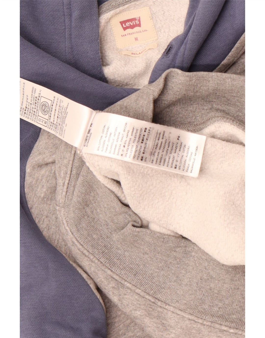 Мужской джемпер с капюшоном свободного кроя Levi's, цветной блок, средний серый цвет