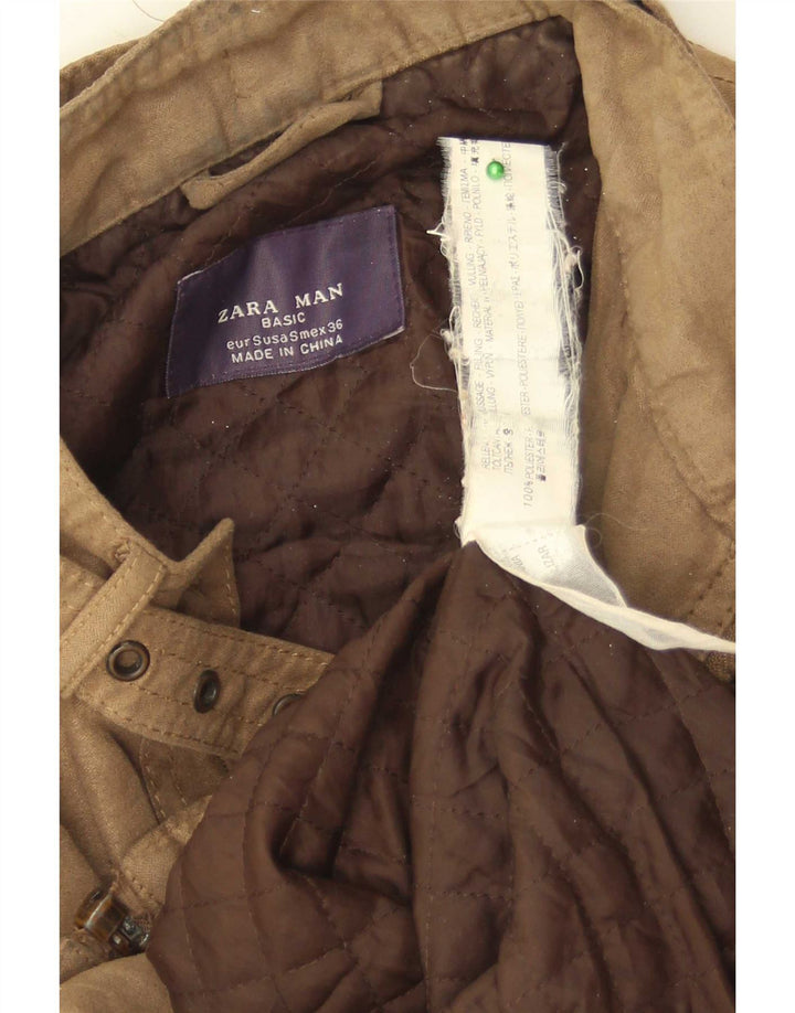 Мужская куртка-бомбер в стиле милитари Zara UK 36, маленькая коричневая