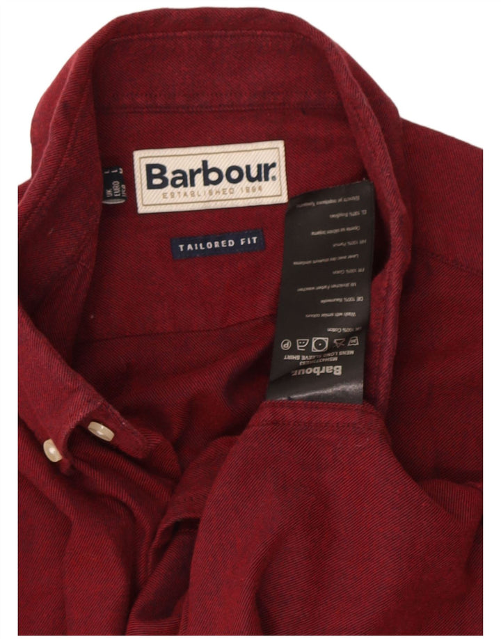 Мужская рубашка по индивидуальному заказу Barbour, большой бордовый хлопок