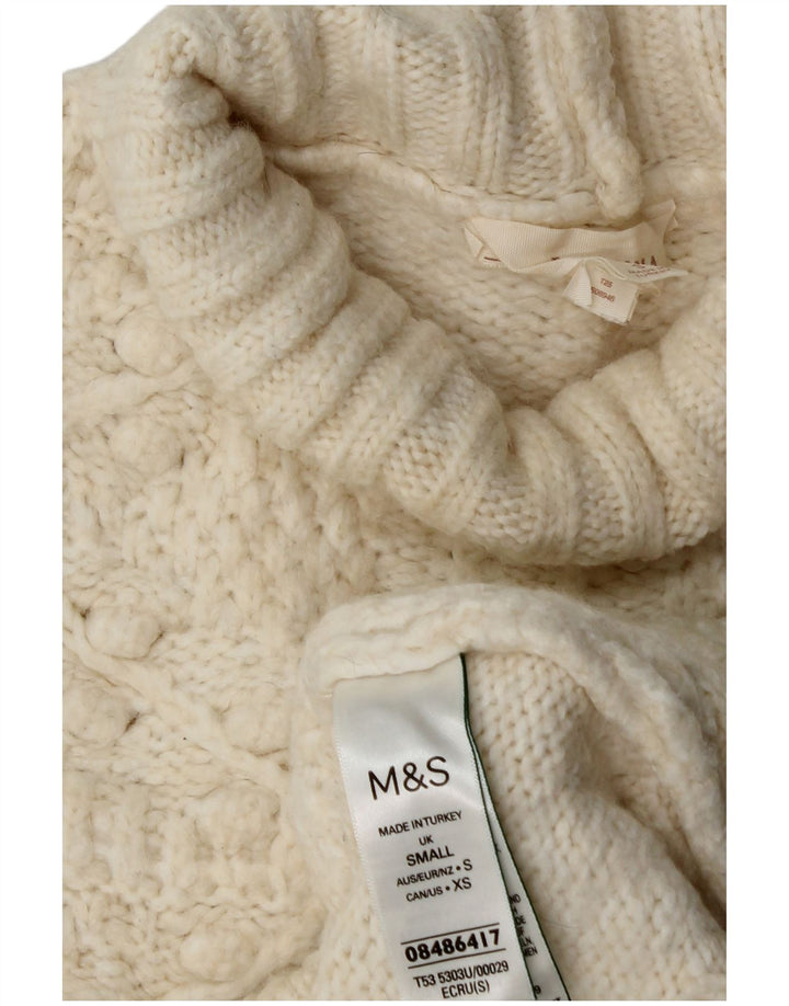 Женский джемпер с высоким воротником Marks & Spencer, Великобритания, 10, маленький, белый
