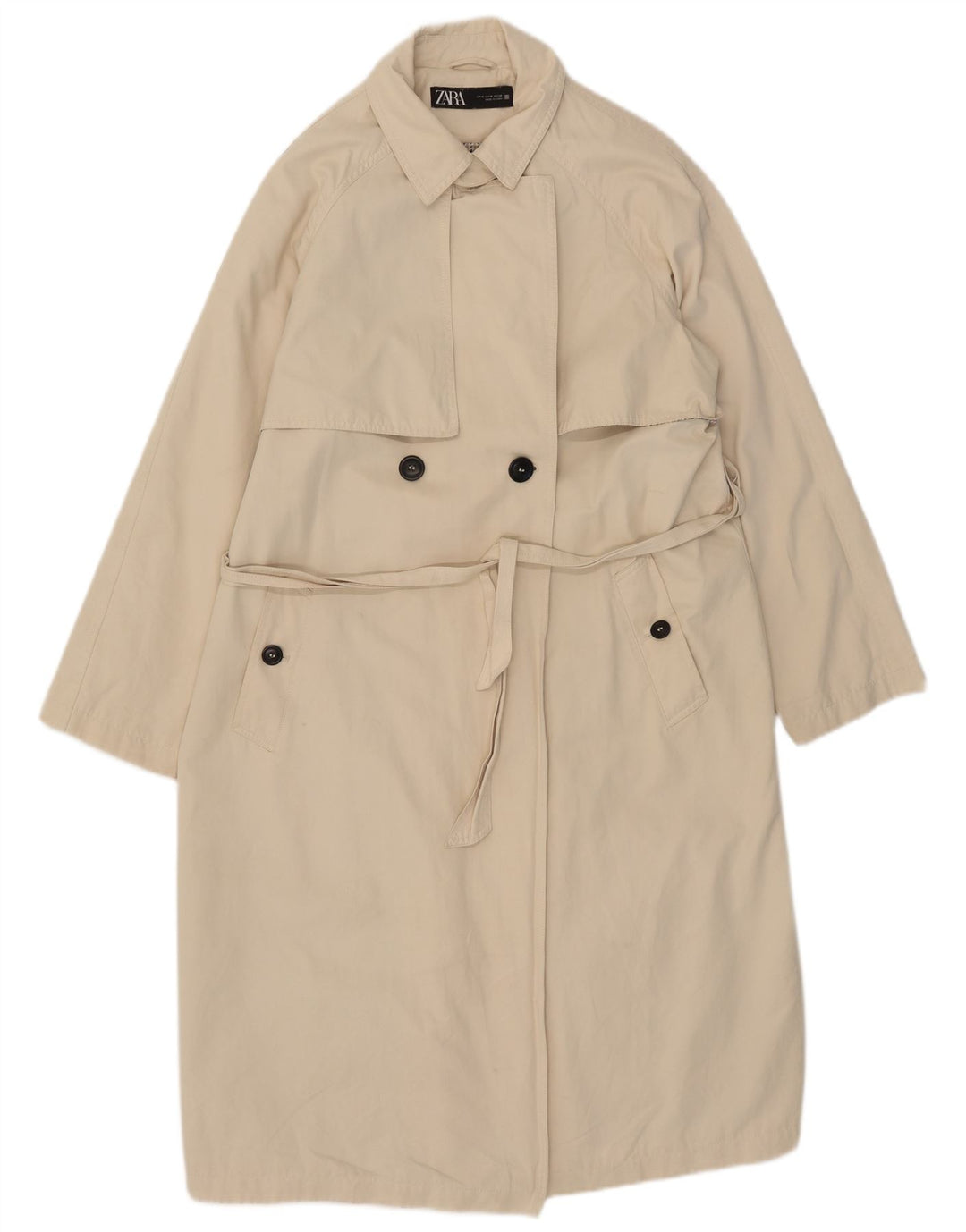 Женский тренч Zara UK 14, средний бежевый, хлопок