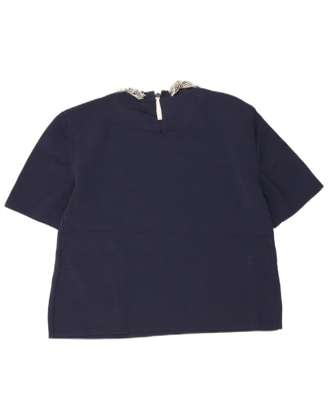 Женская укороченная блузка Zara UK 12, средний темно-синий, вискоза