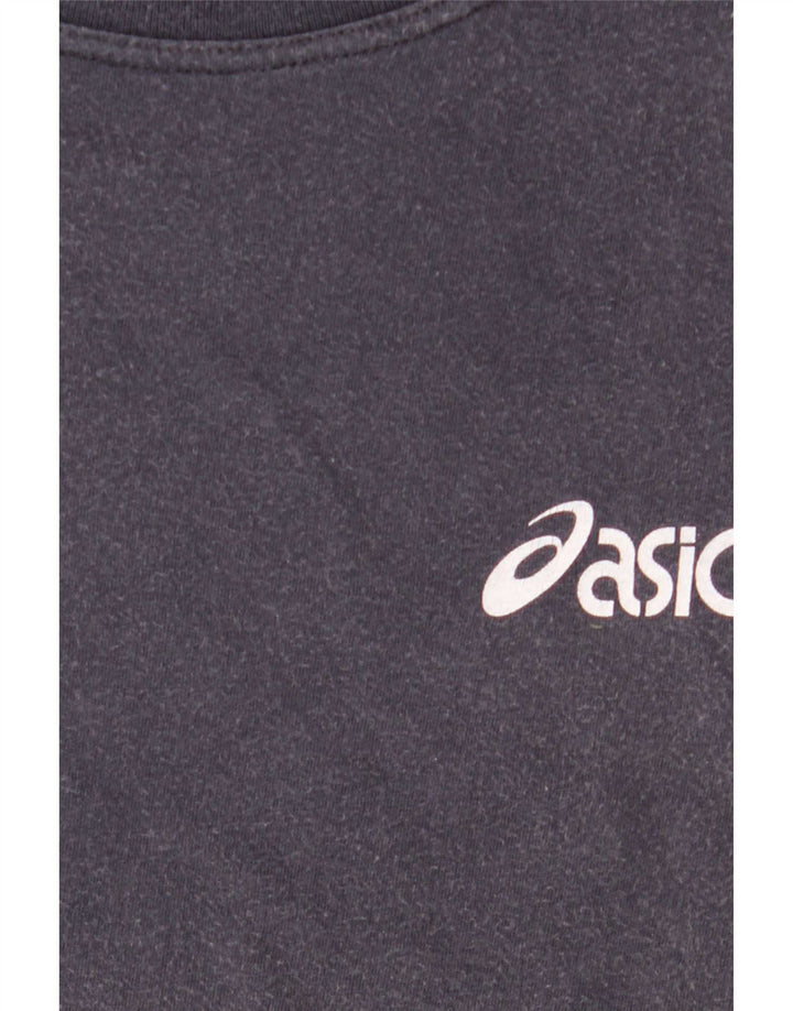 Мужская футболка с рисунком Asics, темно-синий, хлопковый топ среднего размера