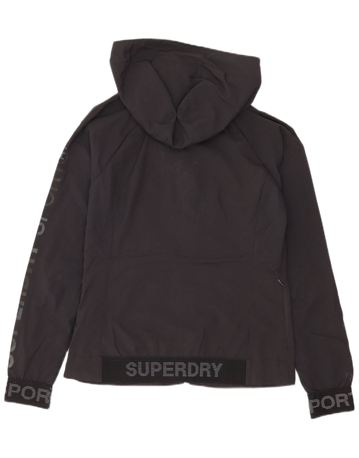Женская ветровка с капюшоном Superdry UK 8, маленький черный полиэстер