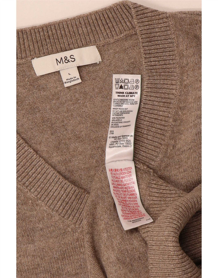 Мужской джемпер с v-образным вырезом Marks & Spencer, большой бежевый полиэстер