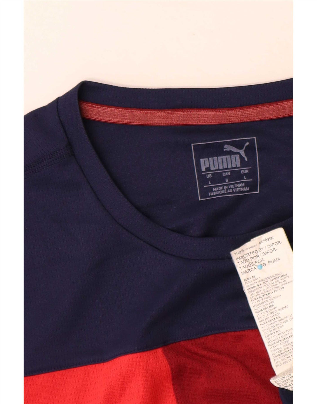 Мужская футболка Puma, большой темно-синий полиэстер с цветными блоками