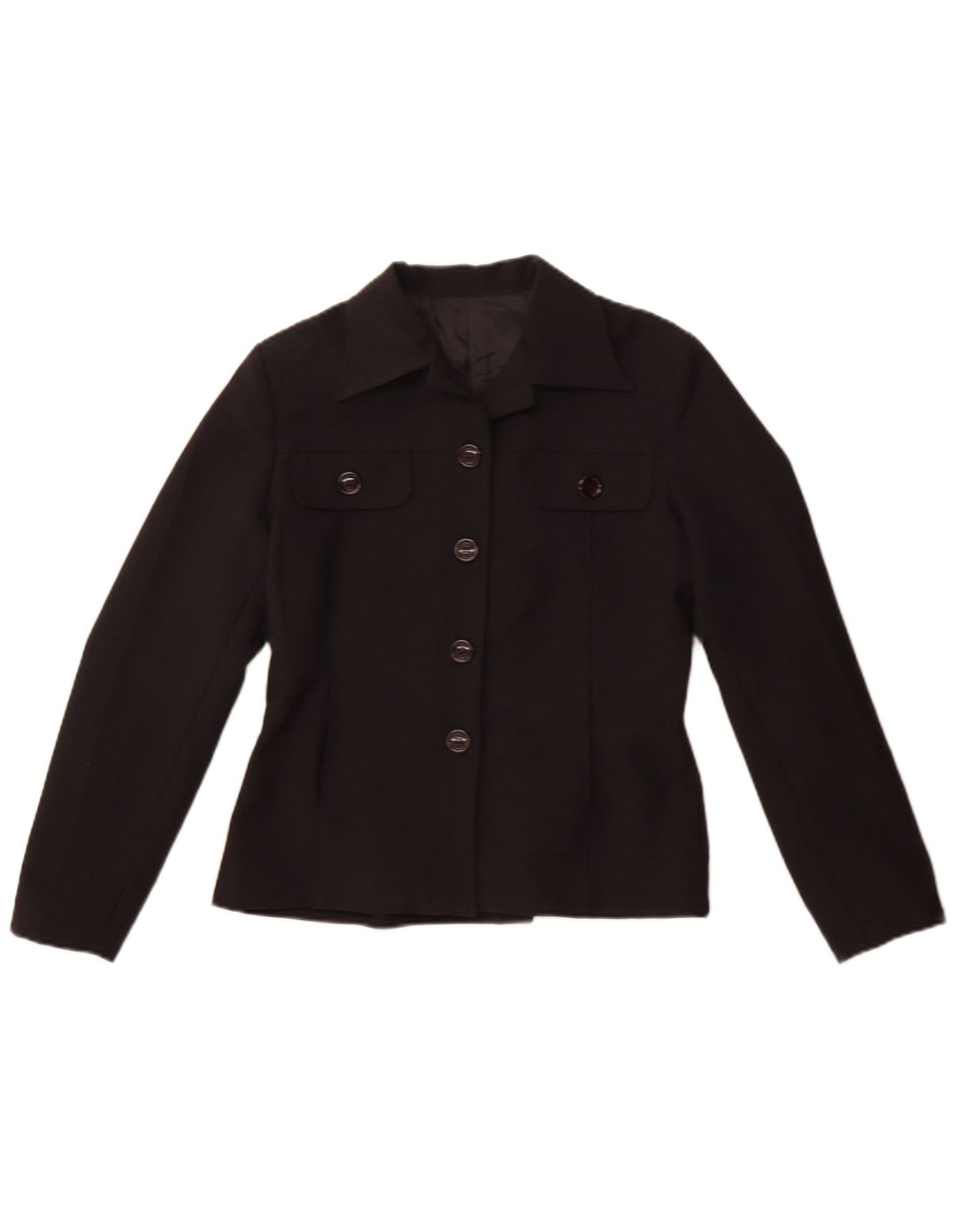 Винтажный женский пиджак на 4 пуговицах IT 44, средний черный полиэстер