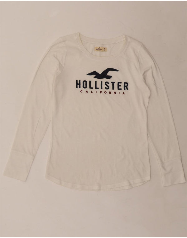 HOLLISTER Женский топ с рисунком с длинным рукавом UK 14, средний белый