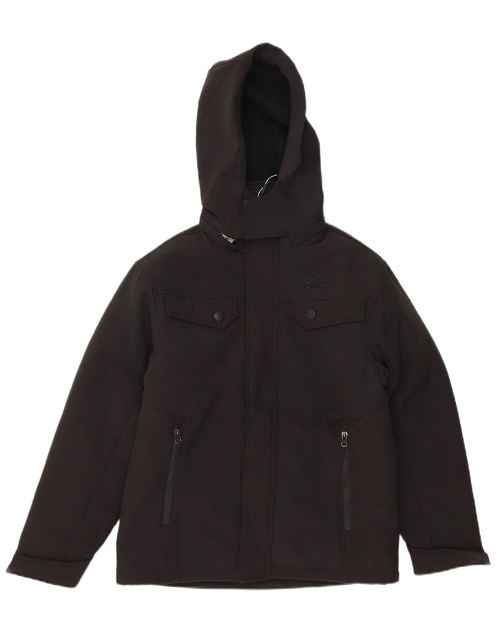 REEBOK Ветровка с капюшоном для мальчиков 10-11 лет, черный полиэстер
