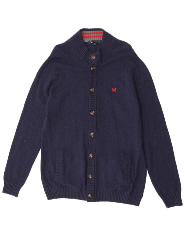 Crew Clothing Мужской кардиган-свитер XL Темно-синий из овечьей шерсти