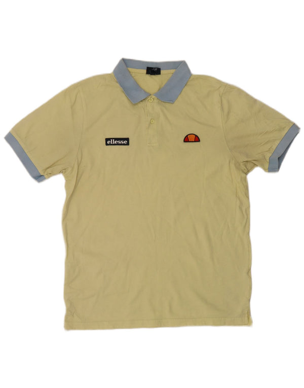 Мужская рубашка-поло Ellesse, большая желтая хлопковая рубашка с цветными блоками