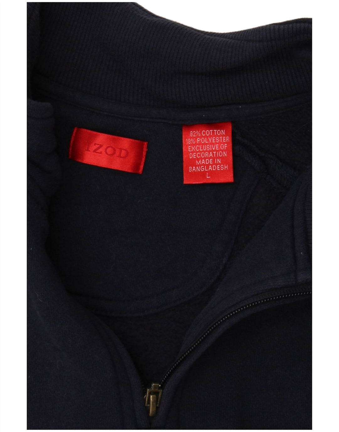 IZOD Мужской свитшот с воротником на молнии, большой темно-синий хлопковый джемпер