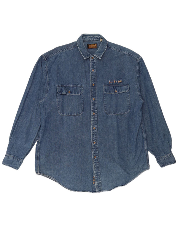Мужская джинсовая рубашка EDDIE BAUER 2XL, синяя, хлопок