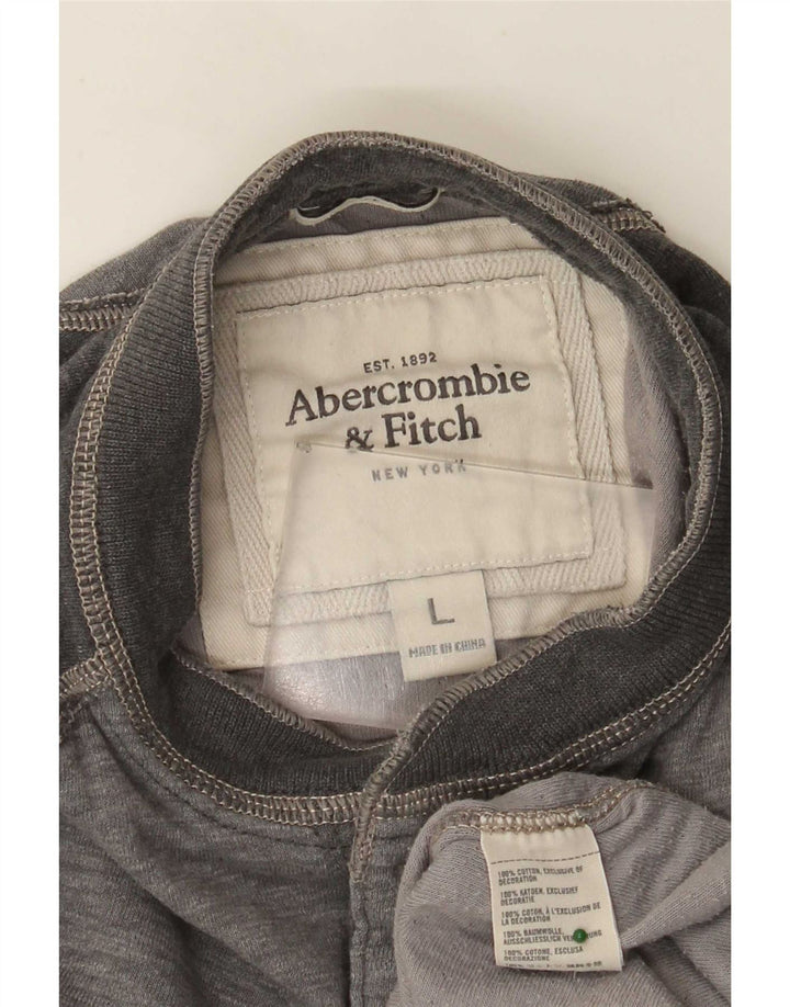 Мужской топ с рукавом 3/4 Abercrombie & Fitch, большой размер, серый хлопок