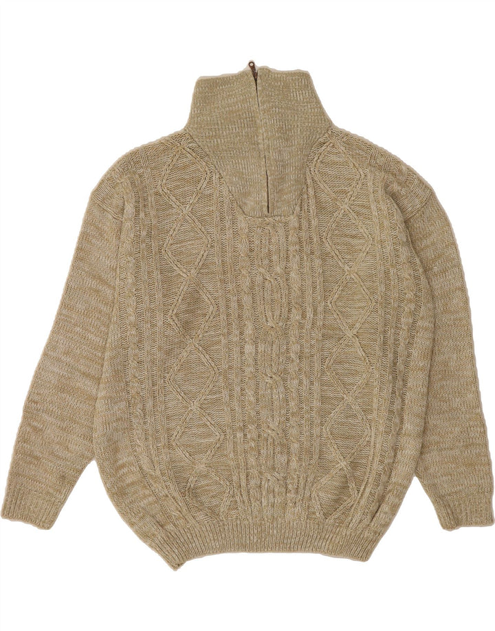 Мужской свитер VINTAGE с воротником на молнии 2XL, бежевый полиакрил