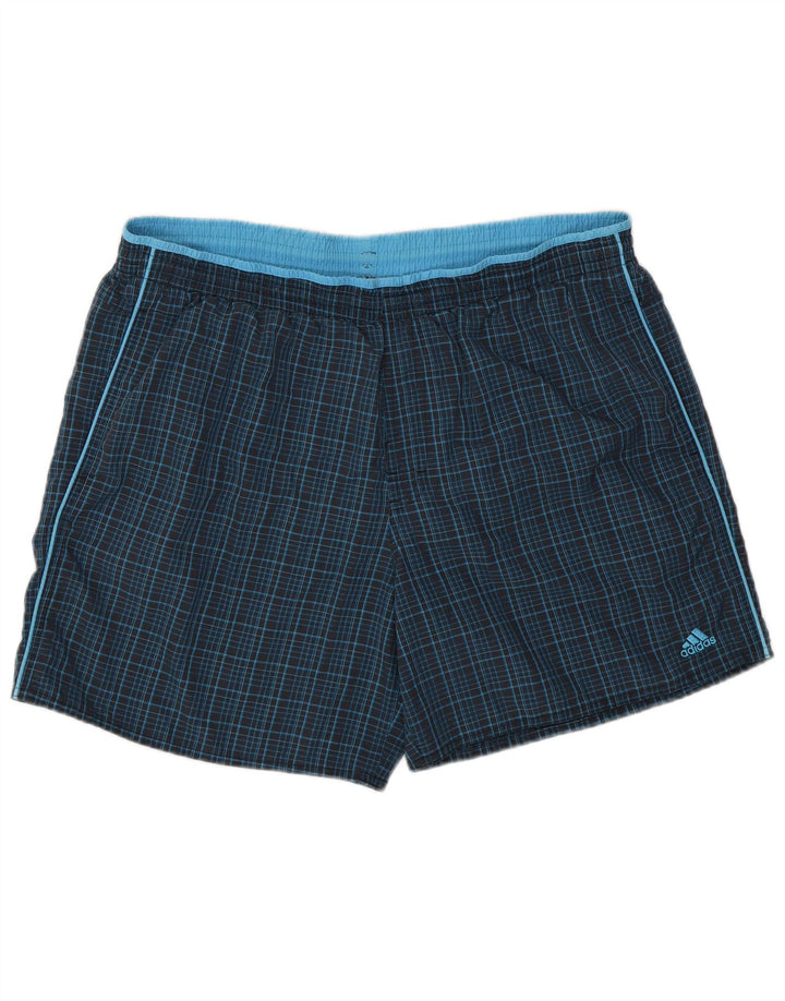 Мужские шорты для плавания Adidas XL темно-синие в клетку из полиамида