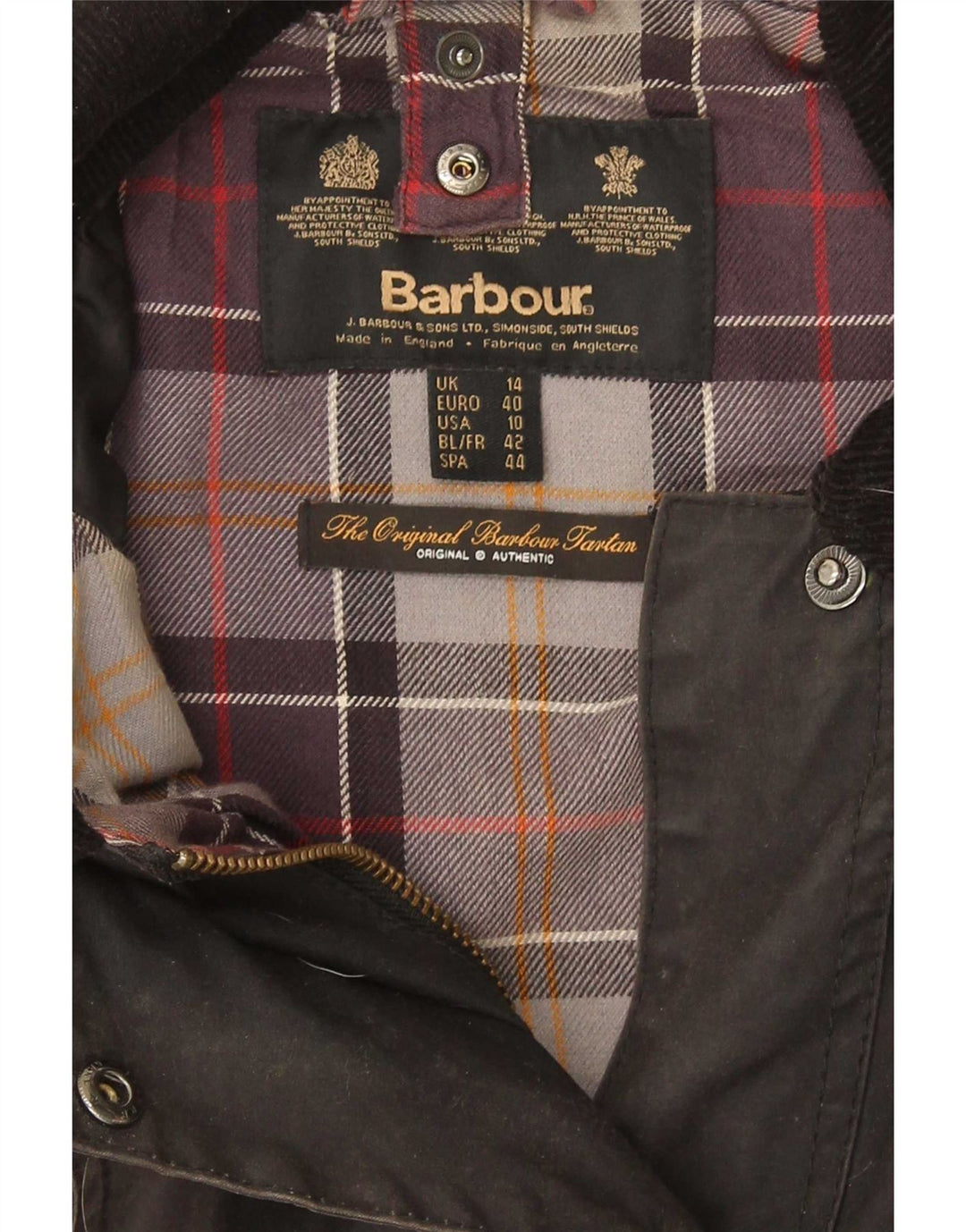 Женская куртка Barbour из вощеного хлопка UK 14, большая серая