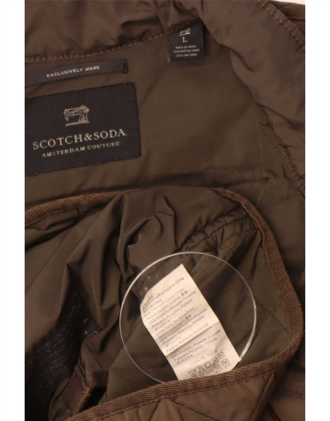 Мужская стеганая куртка Scotch & Soda UK 40, большой цвет хаки, полиэстер