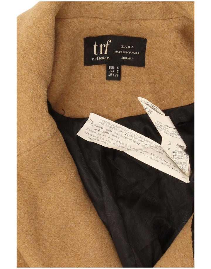 Женское двубортное пальто оверсайз Zara UK 10, маленький размер, бежевый полиэстер