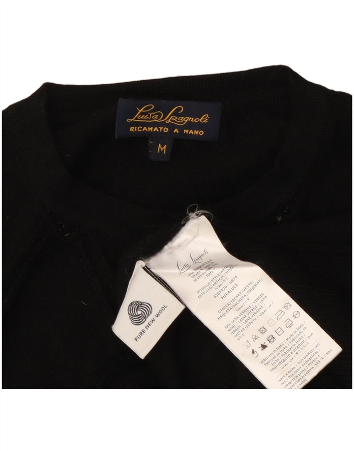 Женский кардиган-свитер Luisa Spagnoli UK 14, средний черный, шерсть с геометрическим рисунком