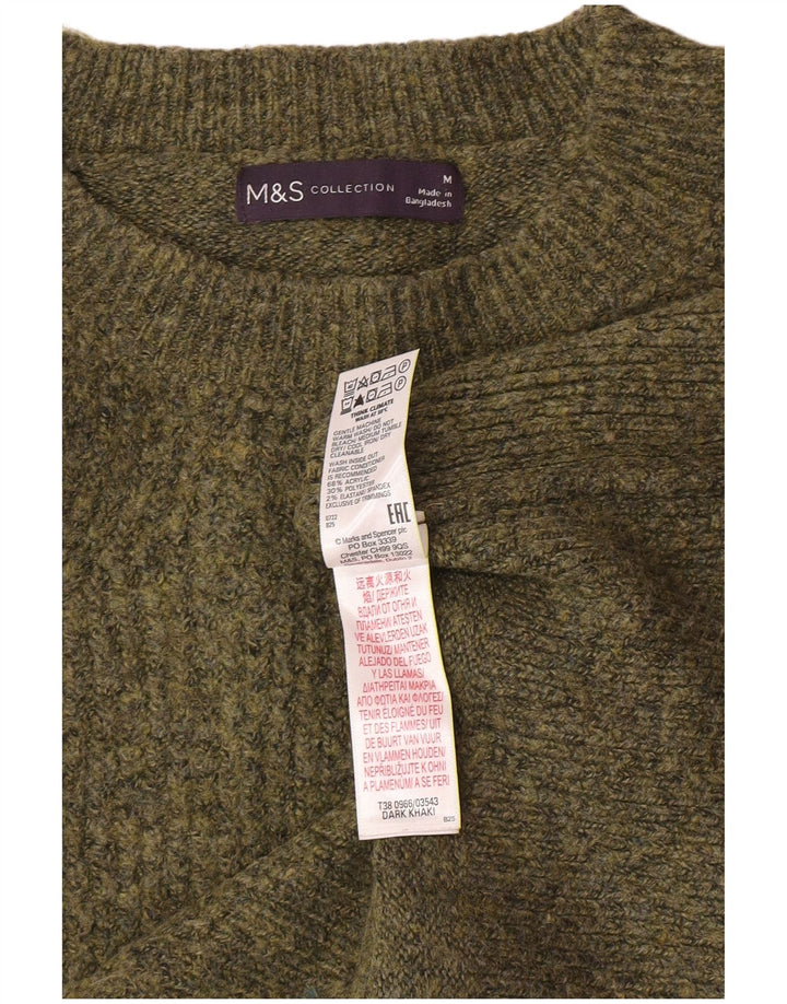 Женский джемпер с круглым вырезом Marks & Spencer UK 14, средний хаки, в крапинку